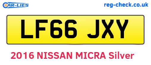 LF66JXY are the vehicle registration plates.