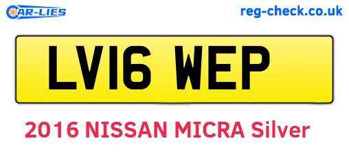 LV16WEP are the vehicle registration plates.