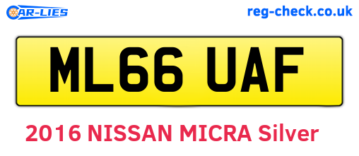 ML66UAF are the vehicle registration plates.
