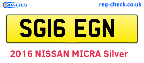 SG16EGN are the vehicle registration plates.