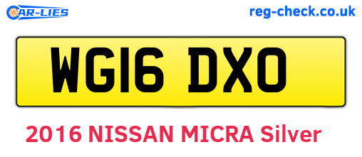 WG16DXO are the vehicle registration plates.