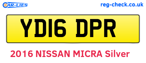 YD16DPR are the vehicle registration plates.