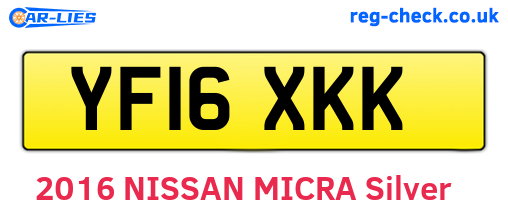 YF16XKK are the vehicle registration plates.