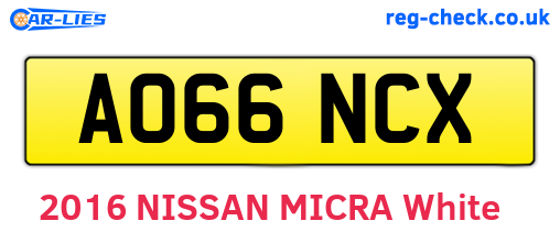 AO66NCX are the vehicle registration plates.
