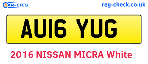 AU16YUG are the vehicle registration plates.