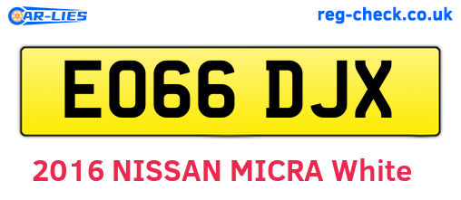 EO66DJX are the vehicle registration plates.
