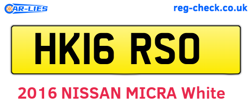 HK16RSO are the vehicle registration plates.