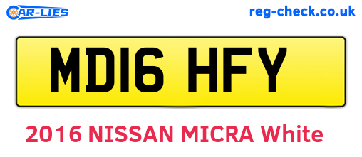 MD16HFY are the vehicle registration plates.