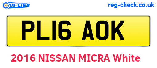 PL16AOK are the vehicle registration plates.