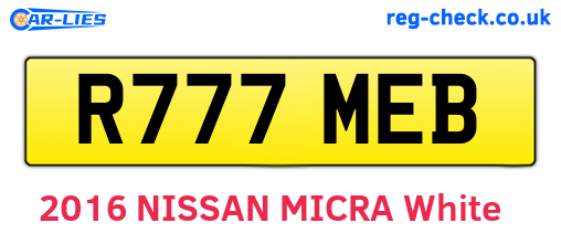 R777MEB are the vehicle registration plates.