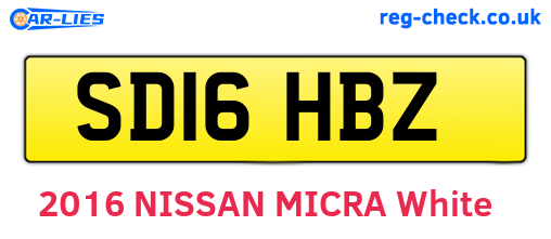 SD16HBZ are the vehicle registration plates.