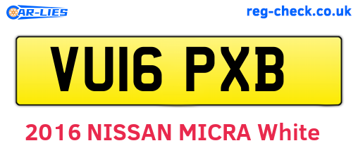 VU16PXB are the vehicle registration plates.