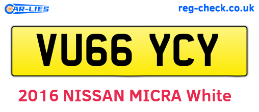 VU66YCY are the vehicle registration plates.