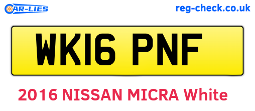 WK16PNF are the vehicle registration plates.