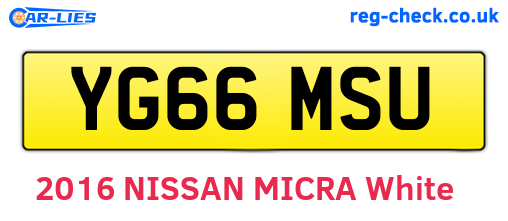 YG66MSU are the vehicle registration plates.