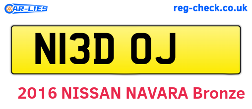 N13DOJ are the vehicle registration plates.