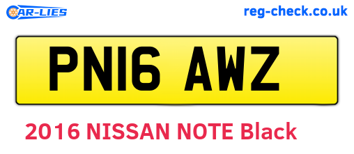 PN16AWZ are the vehicle registration plates.