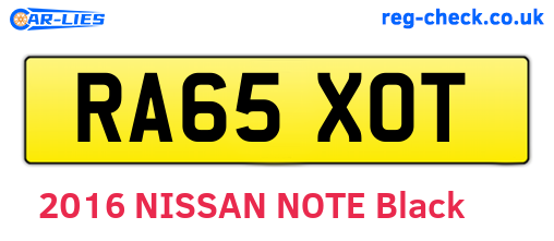 RA65XOT are the vehicle registration plates.
