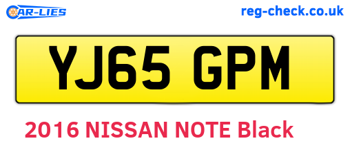 YJ65GPM are the vehicle registration plates.