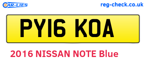 PY16KOA are the vehicle registration plates.