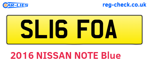 SL16FOA are the vehicle registration plates.
