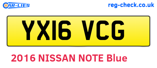 YX16VCG are the vehicle registration plates.