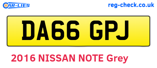 DA66GPJ are the vehicle registration plates.