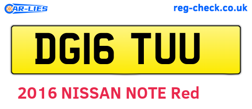 DG16TUU are the vehicle registration plates.
