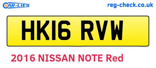 HK16RVW are the vehicle registration plates.
