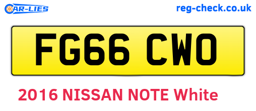 FG66CWO are the vehicle registration plates.