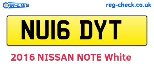 NU16DYT are the vehicle registration plates.