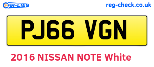 PJ66VGN are the vehicle registration plates.