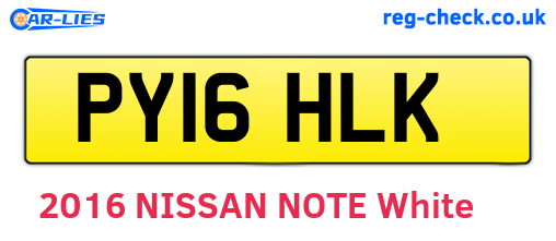 PY16HLK are the vehicle registration plates.