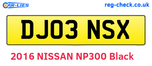 DJ03NSX are the vehicle registration plates.