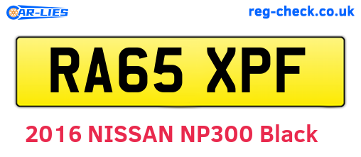 RA65XPF are the vehicle registration plates.