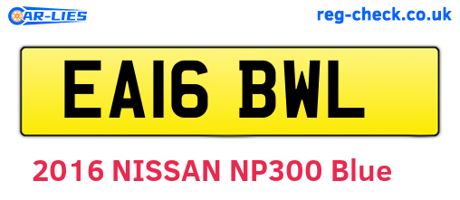 EA16BWL are the vehicle registration plates.