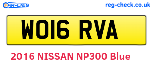 WO16RVA are the vehicle registration plates.