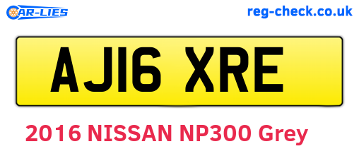 AJ16XRE are the vehicle registration plates.