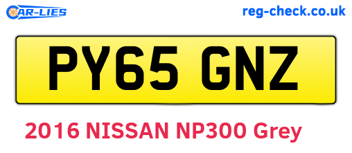 PY65GNZ are the vehicle registration plates.