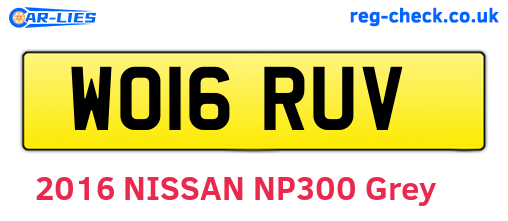 WO16RUV are the vehicle registration plates.
