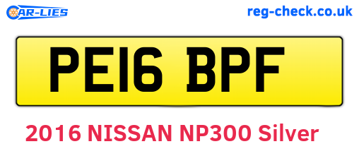 PE16BPF are the vehicle registration plates.