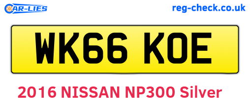 WK66KOE are the vehicle registration plates.