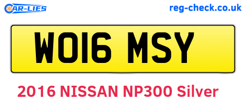 WO16MSY are the vehicle registration plates.