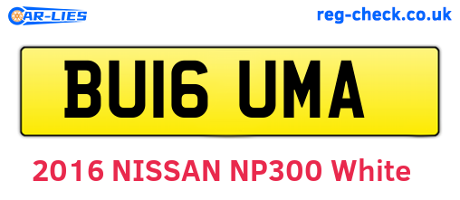 BU16UMA are the vehicle registration plates.