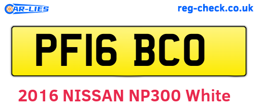 PF16BCO are the vehicle registration plates.