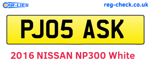 PJ05ASK are the vehicle registration plates.