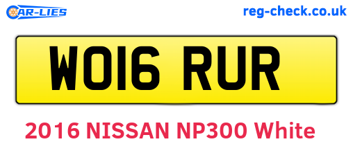 WO16RUR are the vehicle registration plates.