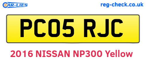 PC05RJC are the vehicle registration plates.