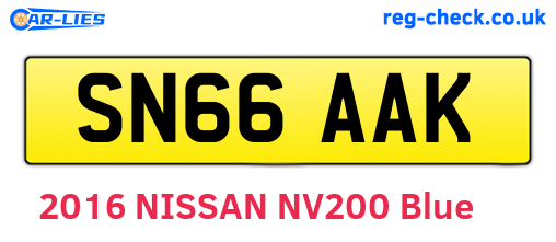 SN66AAK are the vehicle registration plates.