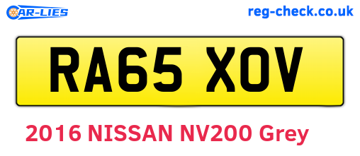 RA65XOV are the vehicle registration plates.